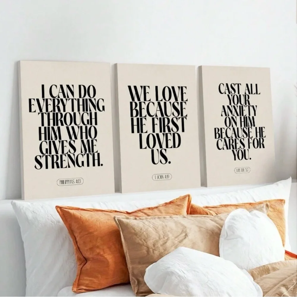 Bible Verse Wrapped Canvas Wall Art, Set of 3, Ready to Hang, 10”x13” - Picture 2 of 7